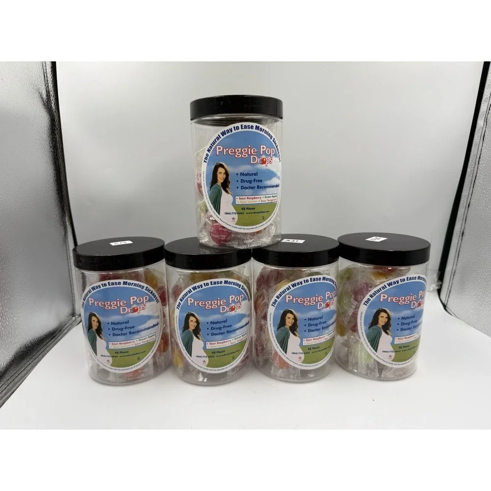 5 Preggie Pop Drops For Morning Sickness Assorted Sour Flavors 48 Pc X5=240 CTs